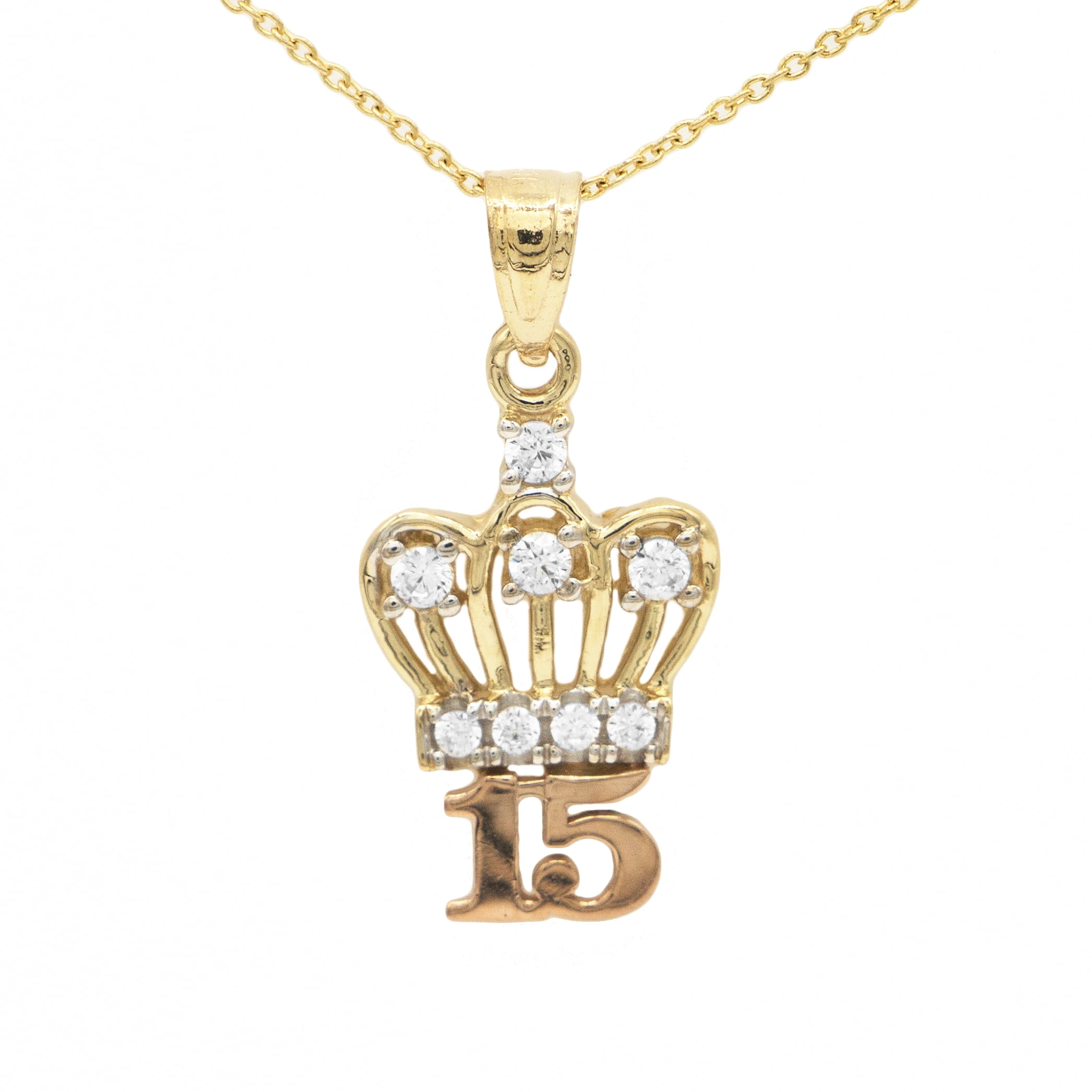 Details about   14K Real Tri Color CZ 15 Years Pendant Collection For men women