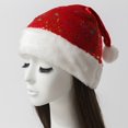 thumbnail image 5 of Glitter Red Santa Hat, Christmas Hat with White Plush Brim & Pom Pom, Soft Fur Xmas Hat with Star Sequins, Festive Headwear for Holiday Gathering, New Year Celebration & Party Costume,1 Pcs, 5 of 8