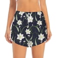 thumbnail image 2 of KLL Lilies Flowers Pattern Shorts Women,Athletic Shorts High Waisted Running Shorts Pocket Sporty Short Gym Elastic Workout Shorts-XX-Large, 2 of 7