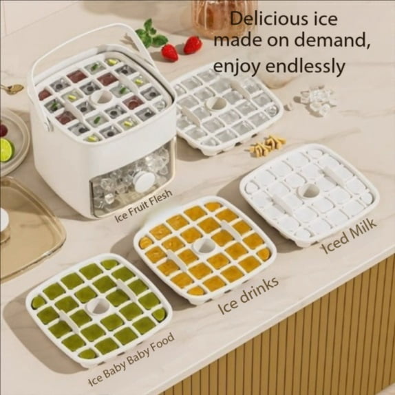 Food-Grade Ice Cube Tray with Lid - Large Capacity Press Type Ice Maker for Home Freezer