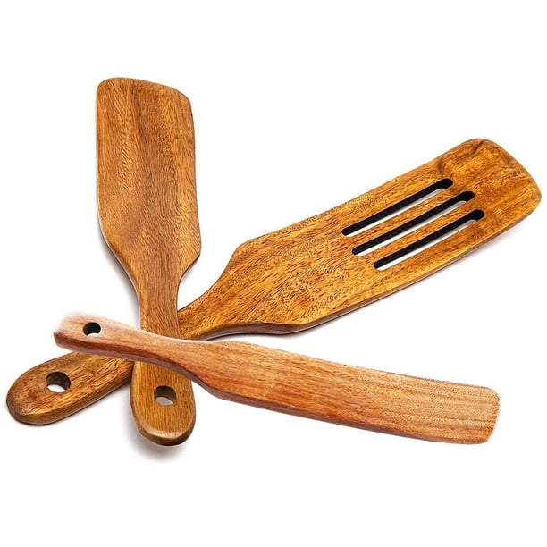 Juego De 3 Uds De Espátulas De Madera, Espátula Ranurada De Madera Para Revolver, Mezclar, Servir, Utensilios De Cocina Advancent HA034458-00