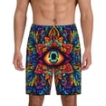 thumbnail image 1 of Balery Vibrant Psychedelic Eye Pantalones cortos de pijama de punto de algodón para hombre con cinturilla y bolsillos-3X-Large, 1 of 6