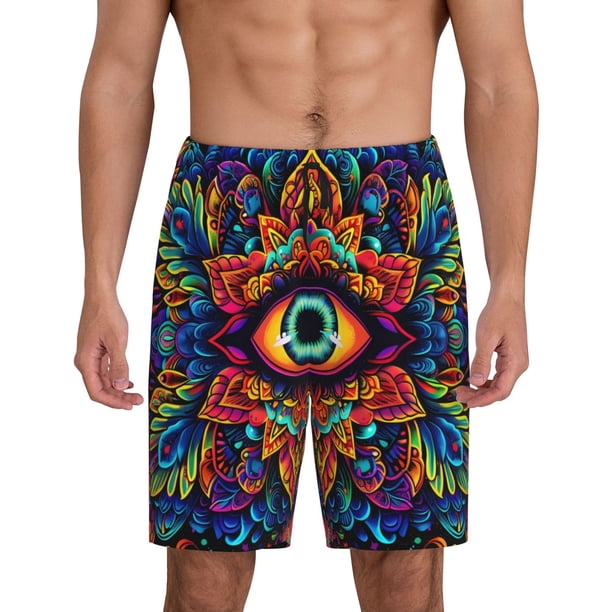 Fotbe Vibrant Psychedelic Eye Pantalones Cortos de Pijama para Hombre, Ropa de Dormir, Pantalones de Pijama Cortos para Hombre-Medium