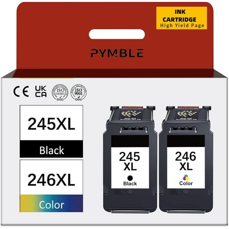 245XL Ink Cartridges for Canon ink 245 and 246 for Canon 245 246 Ink Cartridges 243 244 for Canon PIXMA MG2522 TS3122 MX492 MX490 TR4500 TR4520 TS3322 Printer (2-Pack, Black, Tri-Color)