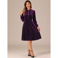 thumbnail image 4 of DARING DIVA Button Front Ruffle Vintage Flared Dress XS Dark Purple, 4 of 6