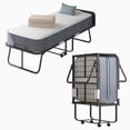 thumbnail image 1 of Mjkone Lit Pliant avec Matelas, Lit Pliable avec 4 Pcs Roues Verrouillables, Lit Escamotable Format Simple pour Petit Espace, 1 of 10