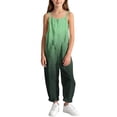 thumbnail image 6 of MKOSPLRT Girls Sleeveless Jumpsuit Adjustable Straps Gradient Print Linen Blend Overalls with Pockets Ages 5 to 14, 6 of 10