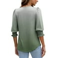 thumbnail image 5 of Bovxnpu 3/4 Length Sleeve Womens Tops, Cotton Casual Tunic Tops for Women Loose Dressy, Womens Casual Printed 3/4 Length Sleeve Smocked Cuffs S, 5 of 6