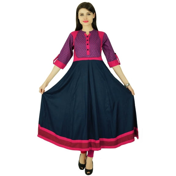 Phagun Ethnic Kurti Rayon Leaves Bollywood Kurta Women Casual Top Tunic Dress