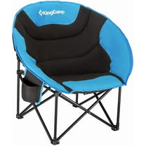 KingCamp Oversized Camping Chair, Fully Padded Moon Round Saucer Chairs Outdoor Chair with Cup Holder for Adults, Blue