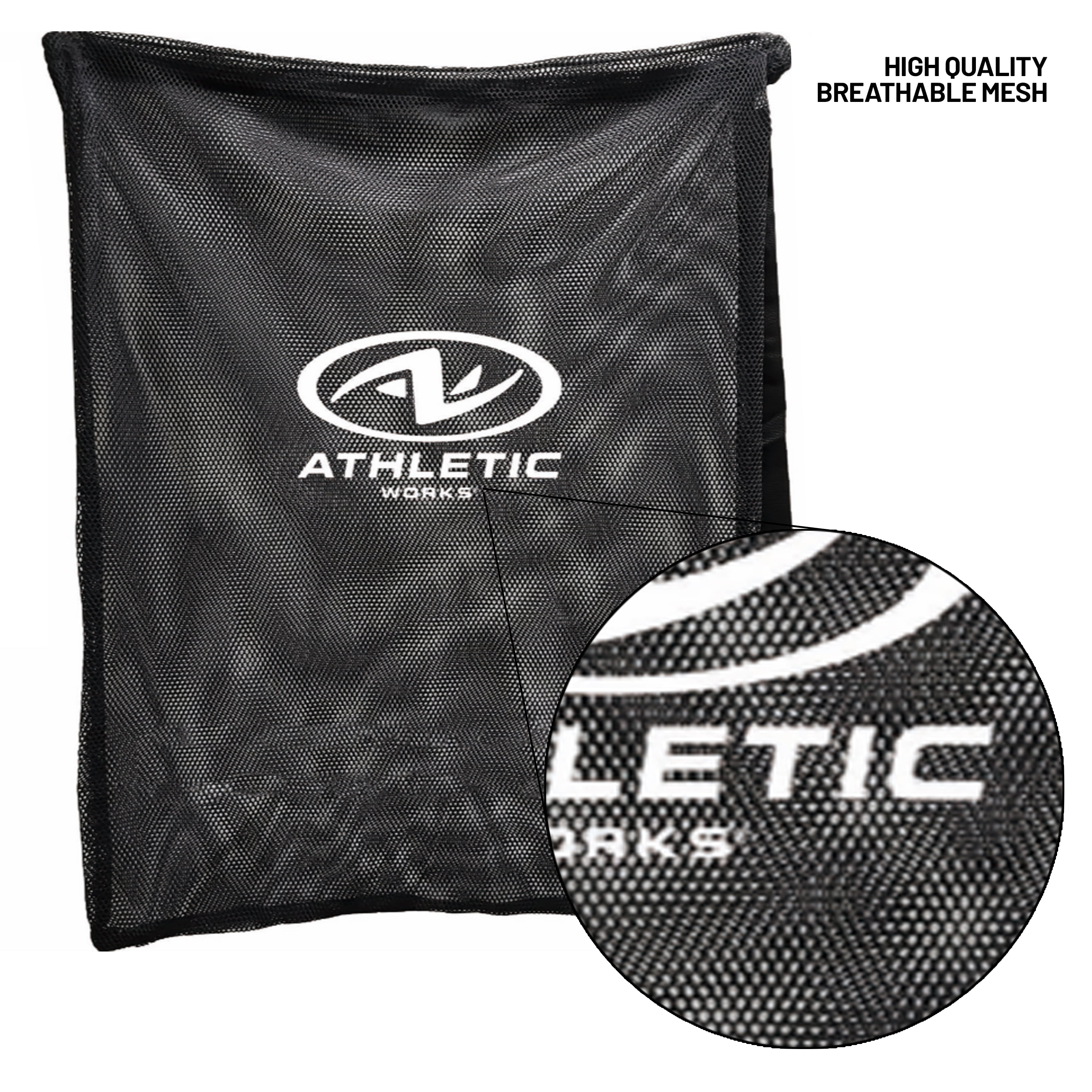 Athletic Works Mesh Sports Ball Bag Drawstring Shoulder Strap, Black,  Unisex 
