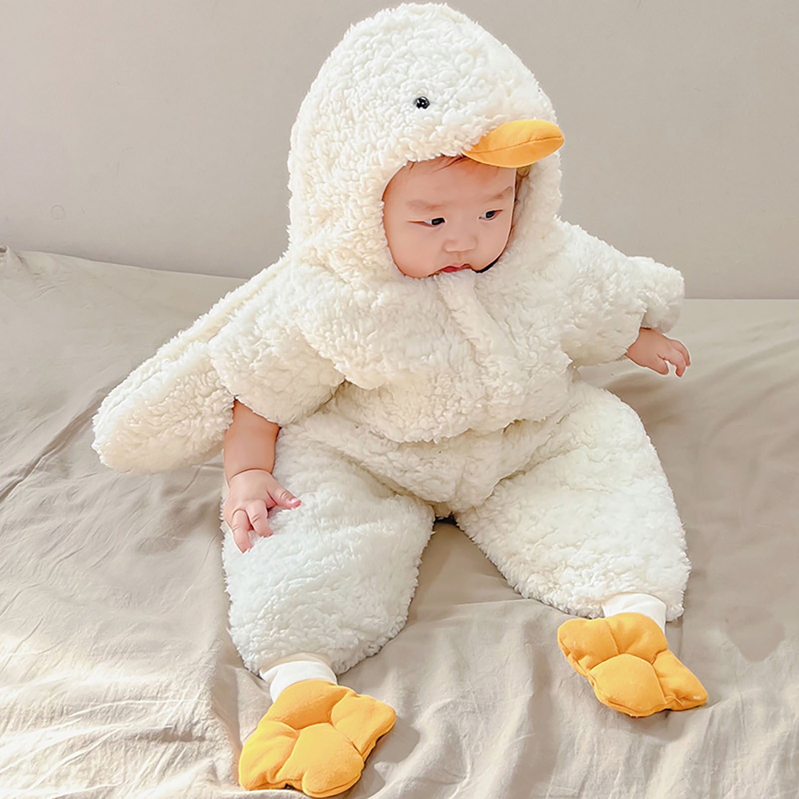 FYDUU Baby Boy Romper Onesie Baby Duckling Cute Outfit Suit Jumpsuit Sleeping Bag Romper Hooded Jumpsuit Winter Snowsuit Clothes 5-10 Months