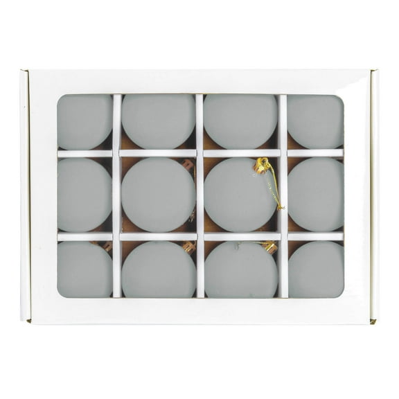 HomeDM Christmas Velvet Ball Ornaments 12Pcs Flocked Xmas Tree Shatterproof Hanging Balls Gray 6cm/2.36" Christmas Balls for Wedding Party Tree Wreath Holiday Decor