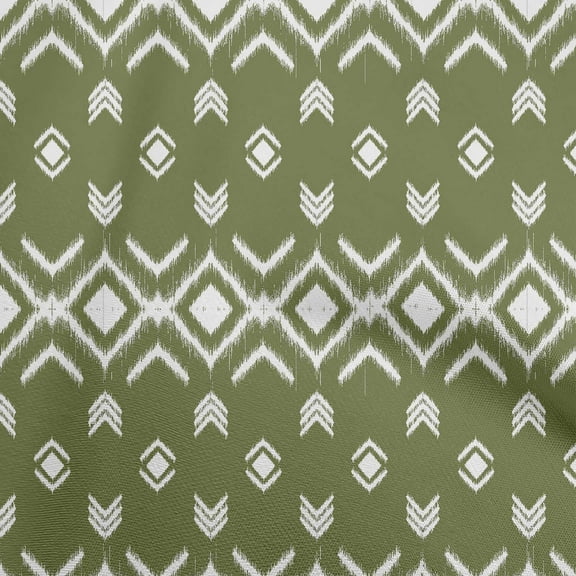oneOone Cotton Poplin Forest Green Fabric Asian Ikat Craft Projects Decor Fabric Printed By The Yard 42 Inch Wide