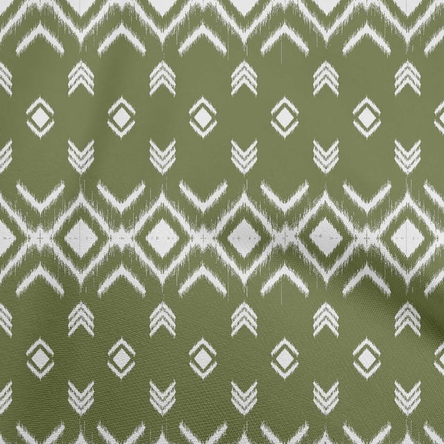 oneOone Rayon Forest Green Fabric Asian Ikat Craft Projects Decor Fabric Printed By The Yard 56 Inch Wide