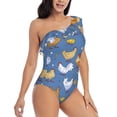 thumbnail image 3 of Honeii Chicken Family for women's one-piece swimsuit featuring a chic one-shoulder design experience elegance and style in the water-X-Large, 3 of 6
