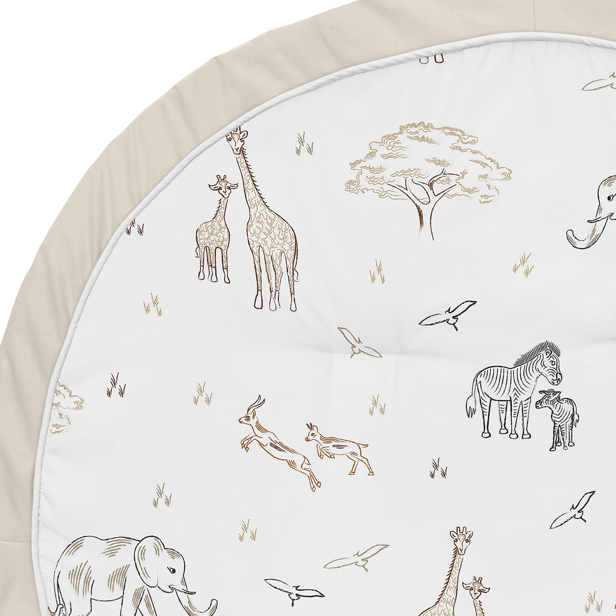 Sweet Jojo Designs Serengeti Animals Taupe Grey and White Baby Play Mat