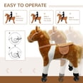 thumbnail image 4 of Qaba Plush Walking Horse Ride-On Toy - Brown Animal Rocker with Sound & Wheels - Indoor Fun for Ages 3+ - Durable Iron & Plush Construction, 4 of 7