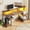 Rustic Brown, variant on Romorgniz 55"W Computer Desk Office Desks with Printer Shelf,Reversible Desks with Monitor Stand,LED Lights & Power Outlets,Small Desk for Bedroom,Rustic Brown
