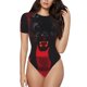 thumbnail image 1 of Balery Black Panther Red Background Body de cuello redondo de manga corta para mujer Tops de manga corta Tops básicos-Medium, 1 of 7