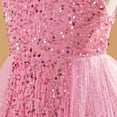 thumbnail image 6 of MIXUE Toddler Girls Casual Dresses Summer Sequins Solid Color Crew Neck Ruffle Sleeveless Mesh Lace Princess Dress Beachwear,Pink,3-4 Years, 6 of 8