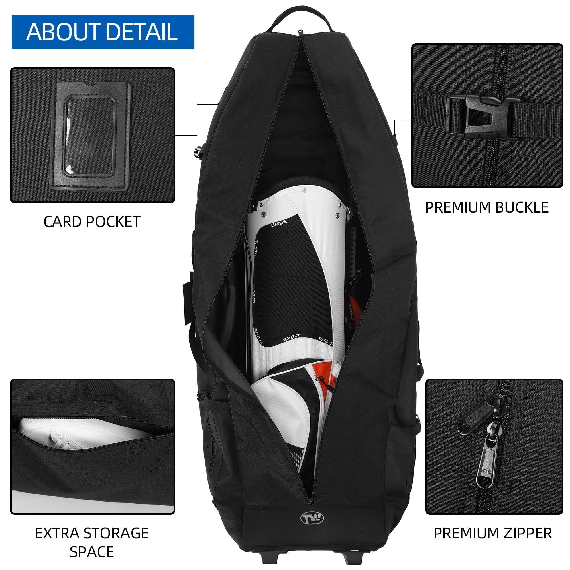 Foldable Padded Golf Travel Bag  Heavy Duty 900d Polyester Club Waterproof Carry Cart With Wheels Soft-sided Spacial Size For Gear Transportation
