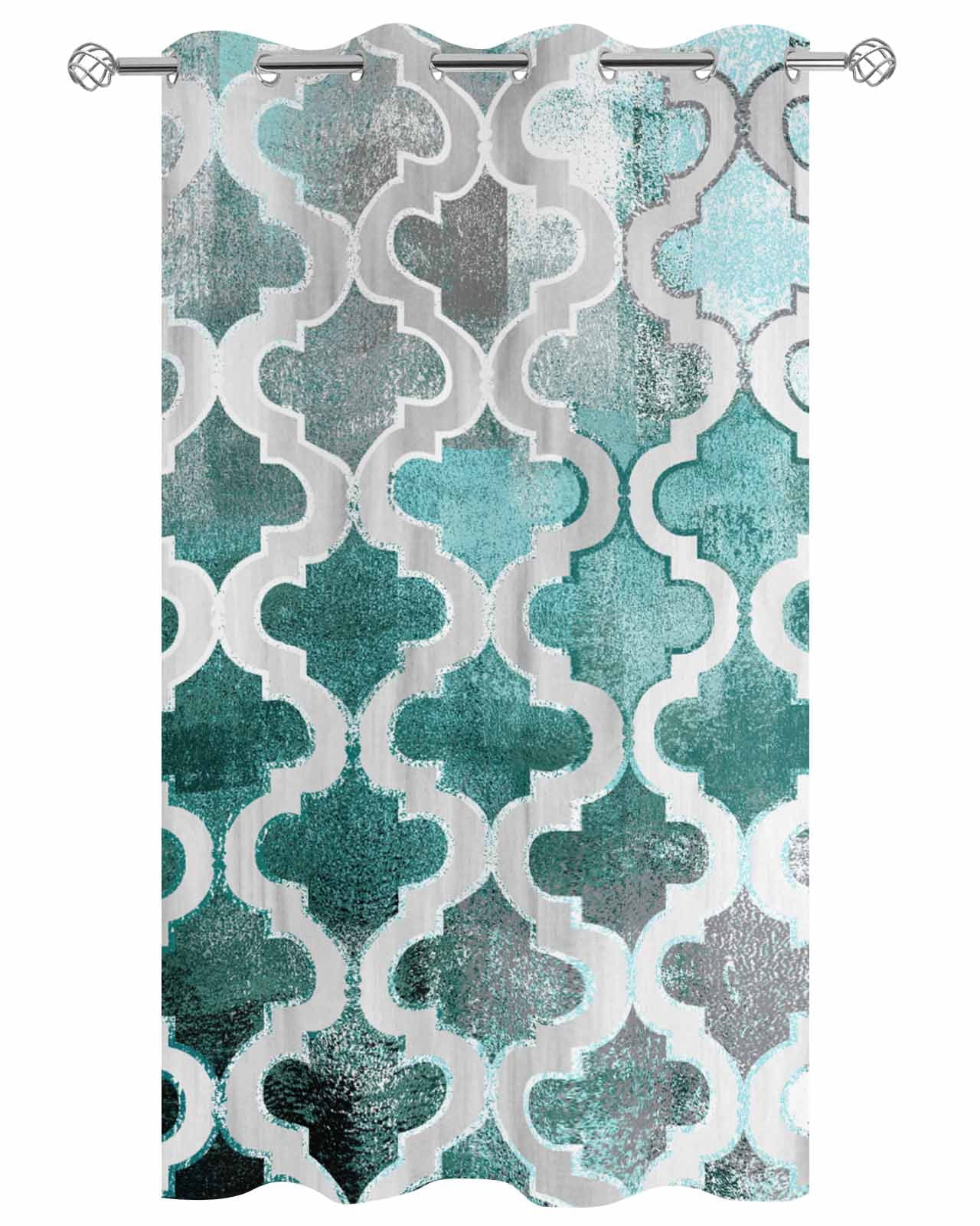 nqOlkjepod Outdoor Curtains for Patio Waterproof, Turquoise Morocco Outdoor Privacy Panels Grommet, Grey Ombre Retro Mottled Painting Art Blackout Outside Curtains for Porch/Cabana 54"x95", 1 Panel