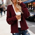 thumbnail image 2 of Wang6 Womens Plus Size Cardigan Sweaters Fall Pink Open Front Knit Sweater Long Sleeve Knitted Tops Causal V Neck Solid Outwear Red XL, 2 of 5
