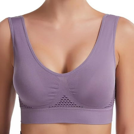

xixistaryy Women s Solid Color Hollow Out Breathing Holes Plus Size Bra Yoga Sports Underwear