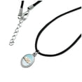 thumbnail image 2 of Polar Bear Mom with Cubs Family Antiqued Oval Charm Pendant with Black Satin Cord, 2 of 3