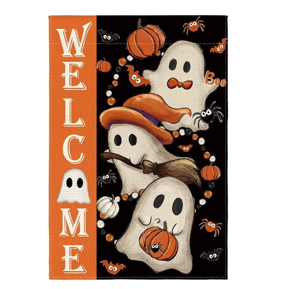 Cthrlog Summerween Autumn Courtyard Cute Ghost Print Dress Flag Decorative Banner for Halloween Party Home Outdoor Decoration Kids Costume Theme Event 45x30cm D