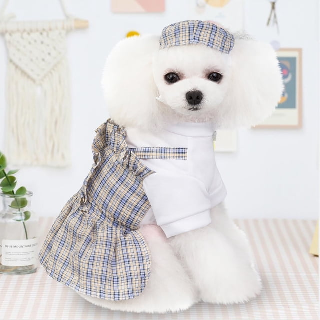 Jacenvly 2024 Nuevos artículos esenciales para mascotas, vestido de verano para perros, falda de uniforme a cuadros, estilo princesa, unisex, todas las ofertas para mascotas, Pascua