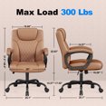 thumbnail image 6 of Misolant Office Chair, Executive Desk Chair, PU Leather Comfortable Executive Chairs with Fixed Armrest, Adjustable Height, Rocking Function, 360° Swivel Wheels, 6 of 6