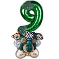thumbnail image 1 of Globos de animales de safari en la jungla, 28 unidades, hojas decorativas, globos con números de 32 pulgadas para suministros 9 años, 1 of 8