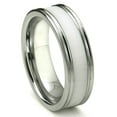 thumbnail image 1 of Titanium Kay Tungsten Carbide White Ceramic Inlay Wedding Band Ring with Horizontal Satin Finish Sz 8.5, 1 of 4