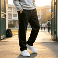 thumbnail image 3 of lcziwo Boys Baggy Sweatpants Elastic Waist Side Pockets Straight Wide Leg Sweat Pants Lightweight Fall Clothes, 3 of 11