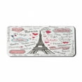 thumbnail image 1 of Eiffel Tower Computer Mouse Pad, Paris Lettering Heart Shapes Flag Ornamental Sketchy Doodle, Rectangle Non-Slip Rubber Mousepad X-Large, 35" x 15" Gaming Size, Black White Pink, by Ambesonne, 1 of 2