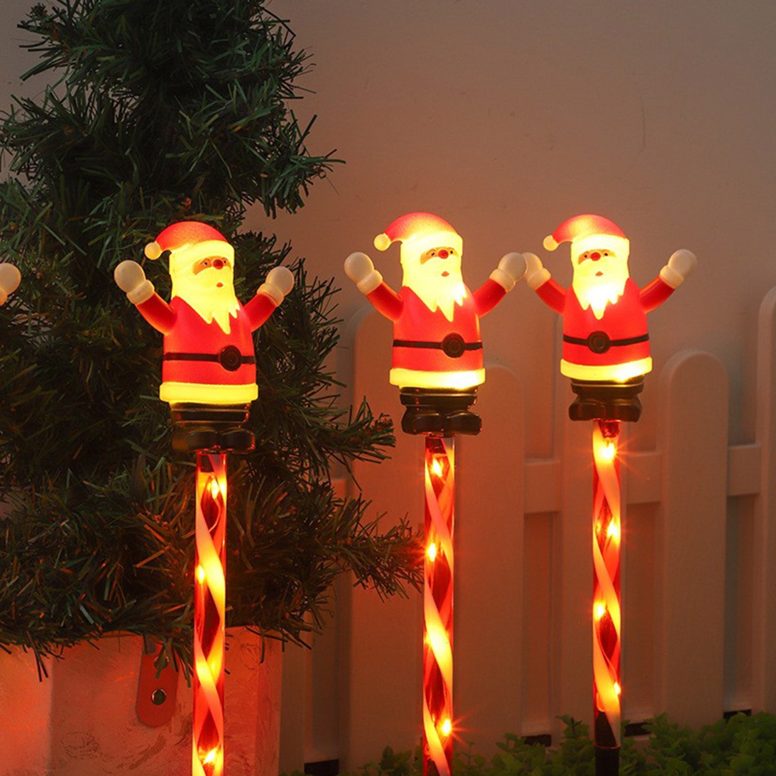 Solar Christmas Garden Stake Lights, Outdoor Waterproof Solar Santa Claus Garden Stake Christmas Pathway Lights for Christmas Decorations Garden Lawn Pathway Patio
