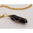 thumbnail image 2 of Black Obsidean Point Necklace Wire wrapped Genuine Gold Tone, 2 of 8