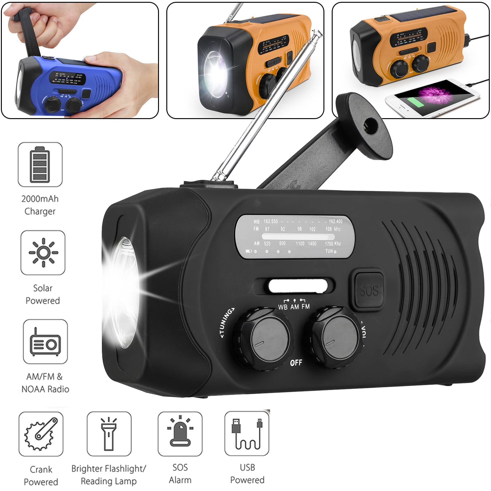 [2020 Upgraded] Emergency Solar Hand Crank Radio, NOAA Weather Radio