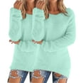 thumbnail image 2 of Green Womens Sweatshirt Women's Fashionable Long Sleeve Pullovers Loose Fuzzy Jumper Sweater Fall Clothes for Women, 2 of 6