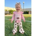 thumbnail image 5 of Cjfdfy Newborn Baby Girl Game Day Outfit Football Embroidery Long Sleeve Romper And Flared Pants Headband 3Pcs Infant Cute My First Football Season Fall Winter Clothes 0-18M, 5 of 9