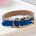 thumbnail image 2 of Collar de cachorro de cuero de PU Collares de perro ajustables de color puro simple (azul L), 2 of 2