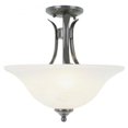 thumbnail image 2 of Two Light Brushed Nickel White Marbleized Glass Bowl Semi-Flush Mount, 2 of 2
