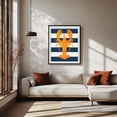 thumbnail image 3 of Yellow lobster and nautical stripes - Illustration Lobster Nautical Beach House Coastal Pattern Summer Minimalist Black Framed Wall Art Print 11 x 14 inches, 3 of 4