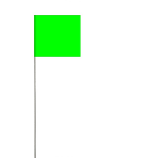 GFDYREE Tool Co FLM1525 2.5 Inch by 3.5 Inch Safety Marking Flags with 15 Inch Wire Staff, Lime Glo, 25 Pack