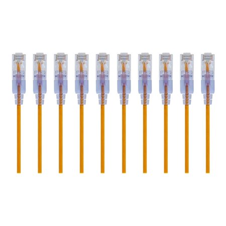 UPC: 0889028069714 | Monoprice SlimRun – Patch cable – RJ-45 (M) to RJ-45 (M) – 6 in – 0.1 in – UTP – CAT 6a – molded  snagless  stranded – yellow (pack of 10)