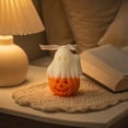 thumbnail image 4 of Halloween Ghost Pumpkin Scented Candle, Cute Decorative Wax Candle, Fall Holiday Table Decor, Spooky Home Accent, Thanksgiving Centerpiece, Seasonal Gift for Family and Friends, 4 of 7