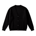 thumbnail image 7 of LODIENY Button Front V Neck Knit Cardigan Sweaters for Men Casual Long Sleeve Loose Fit Warm Sweater Fall Winter Weekend Outing Office Cardigan Black L, 7 of 7