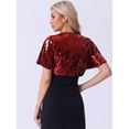 thumbnail image 3 of DARING DIVA Flared Sleeve Crop Shrug Bolero Glitter Jackets L Red, 3 of 6